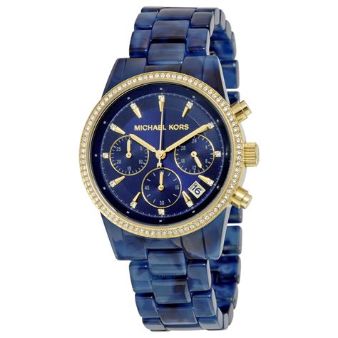 michael kors gold blue watch|michael kors navy blue watch.